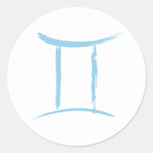 Pegatina Redonda GEMINI Gemelos Dualidad Signo Zodiacal Astrología 