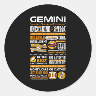 Pegatina Redonda Gemini Hacts Zodiac Rótulo