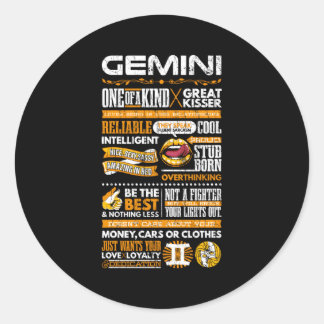 Pegatina Redonda Gemini Hacts Zodiac Rótulo