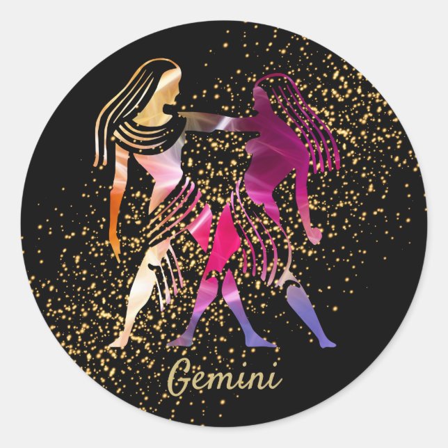 Pegatina Redonda Gemini - Rótulo zodiaco (Anverso)
