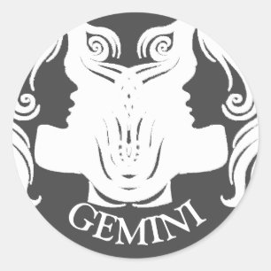 Pegatina Redonda Gemini Twins Zodiac Horoscope Pegatinas de Rótulo