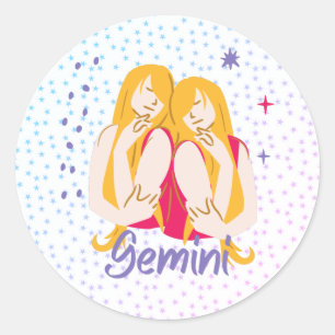 Pegatina Redonda Gemini Twins Zodiac moderno