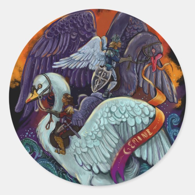 Pegatina Redonda Gemini~zodiac (Anverso)