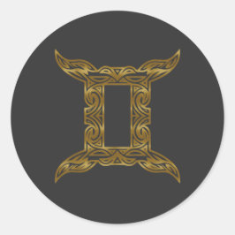Pegatina Redonda Gemini Zodiac - Oro tribal