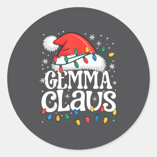 Pegatina Redonda Gemma Claus Funny Xmas Christmas Grandma Holiday S (Anverso)