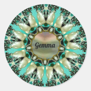 Pegatina Redonda GEMMA ~ Modelo abstracto brillante ~ Personalizado