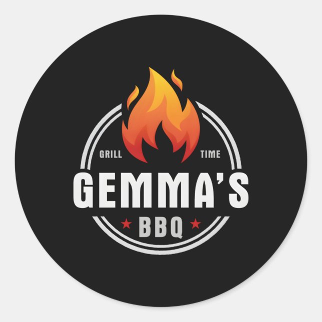Pegatina Redonda Gemma'S Bbq (Anverso)