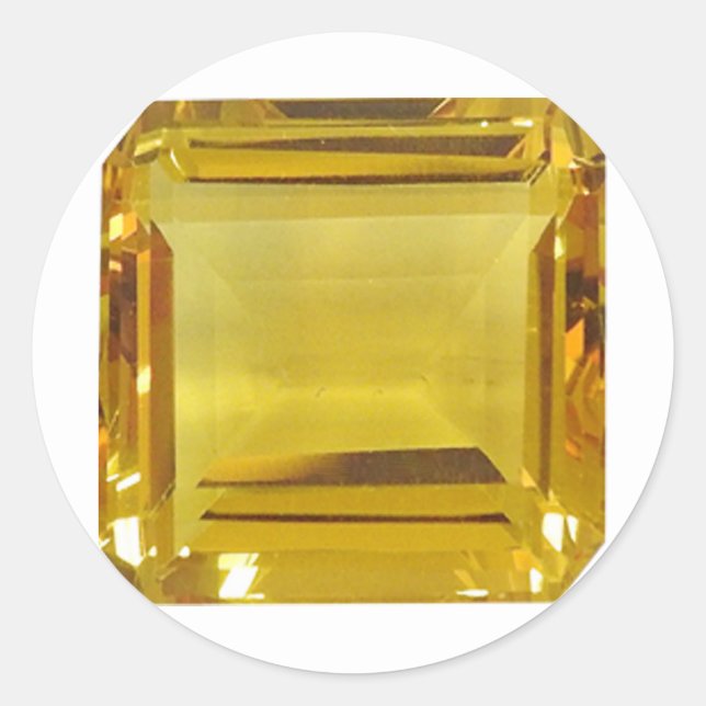 Pegatina Redonda Gemstone amarillo (Anverso)
