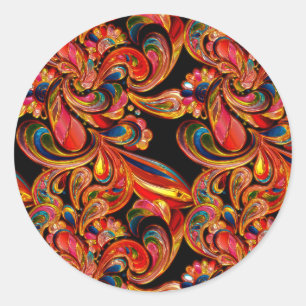 Pegatina Redonda Gemstone inspiró a Art Deco Swirl