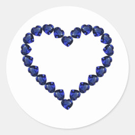 Pegatina Redonda Gemstone Sapphire Blue Heart