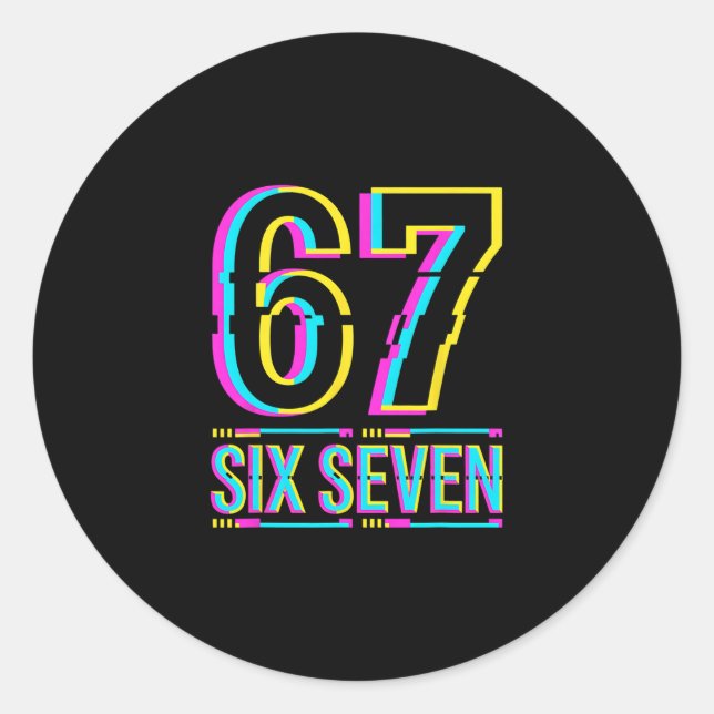 Pegatina Redonda Gen Alpha Six Seven 6 7 Meme  (Anverso)