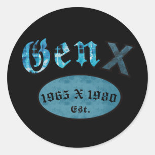Pegatina Redonda Gen X Est. (1965 x 1980)