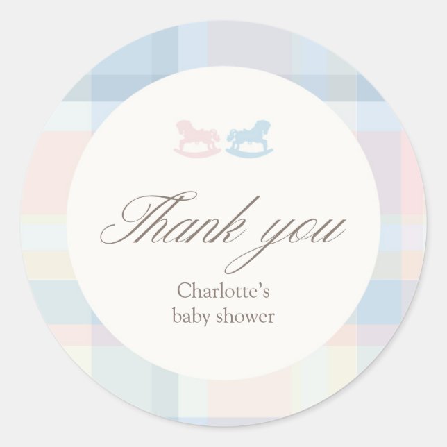 Pegatina Redonda Gender Reveal Pink Blue thank you (Anverso)