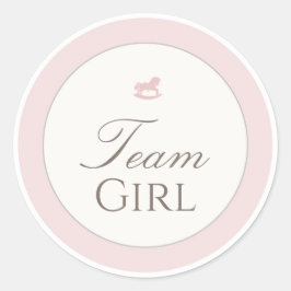 Pegatina Redonda Gender Reveal Voting Team Girl Teddy Bear Sticker