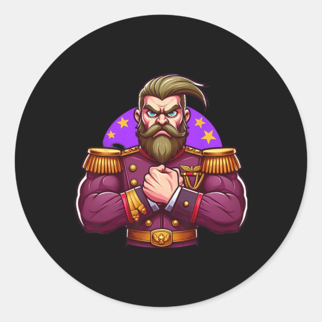 Pegatina Redonda General Flexing Muscles Fan Lover Bodybuilding Gym (Anverso)