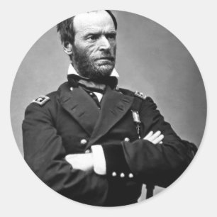 Pegatina Redonda General Guillermo TECUMSEH Sherman, 1865.