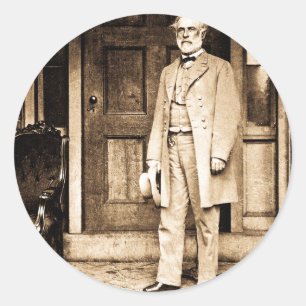 Pegatina Redonda General Roberto E. Lee Vintage Mathew Brady