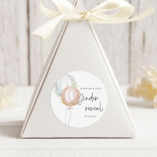 Pegatina Redonda Género de globo rosa y azul revelan Fiesta de favo (Subido por el creador)