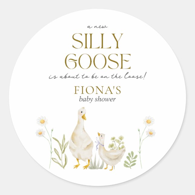 Pegatina Redonda Género de la acuarela de ganso suave Baby Shower n (Anverso)