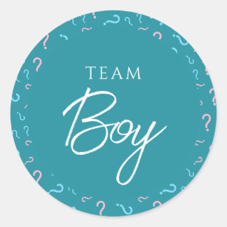 Pegatina Redonda Género de Team Boy revelar azul Verde azulado