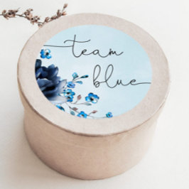 Pegatina Redonda Género floral azul o rosa revelar azul del equipo