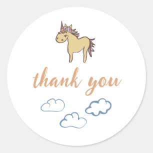 Pegatina Redonda Género neutro de Baby Shower de Unicorn