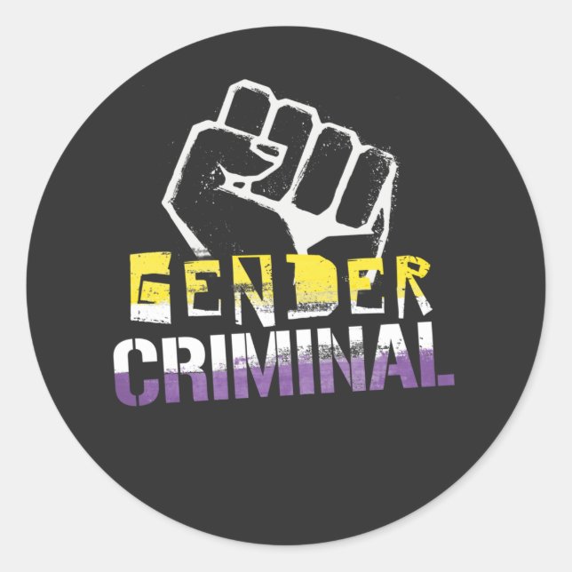 Pegatina Redonda Género No Binario Criminal (Anverso)
