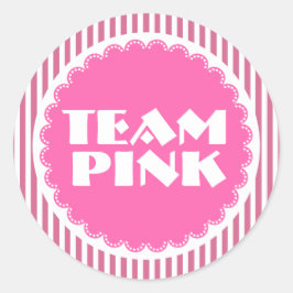 Pegatina Redonda Género revelan que el equipo de Baby Shower rosado