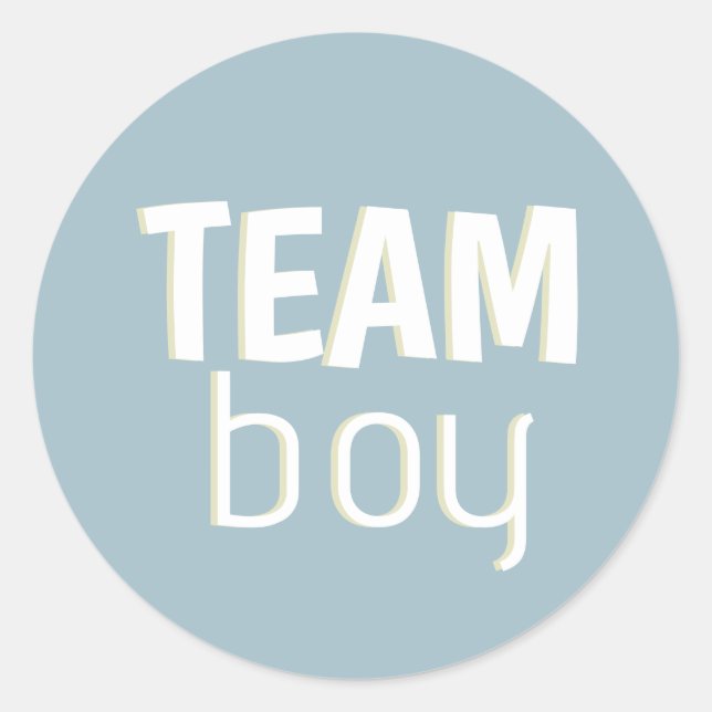 Pegatina Redonda Género Revelar Baby Shower - Team Blue Boy (Anverso)
