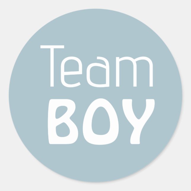 Pegatina Redonda Género Revelar Baby Shower - Team Blue Boy (Anverso)