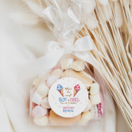 Pegatina Redonda Género Revelar helado de crema Scoop