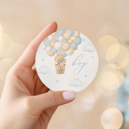 Pegatina Redonda Género revelar Teddy Bear Blue Boy