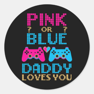 Pegatina Redonda Género Rosa O Azul Revelan Juego De Video Dad Game