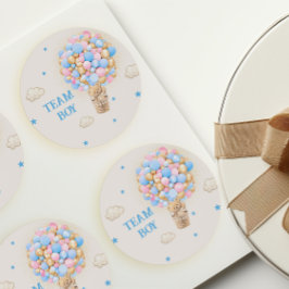 Pegatina Redonda Género Team Boy Revelar Teddy Bear Azul