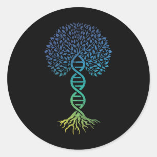 Pegatina Redonda Genética De La Ciencia Del Adn Del Árbol De La Vid