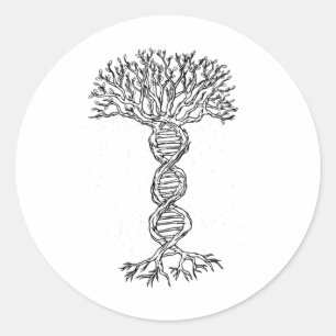 Pegatina Redonda Genética de la vida del árbol del adn Biólogo Día