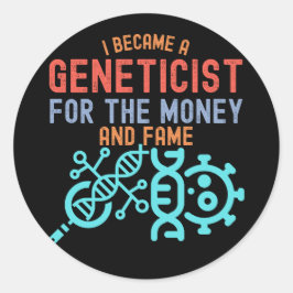 Pegatina Redonda Genética, Genetista Mayor