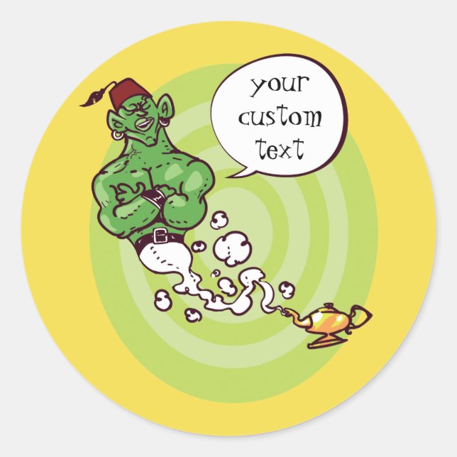 Pegatina Redonda genio del personalizado de lámpara de aladín (Anverso)