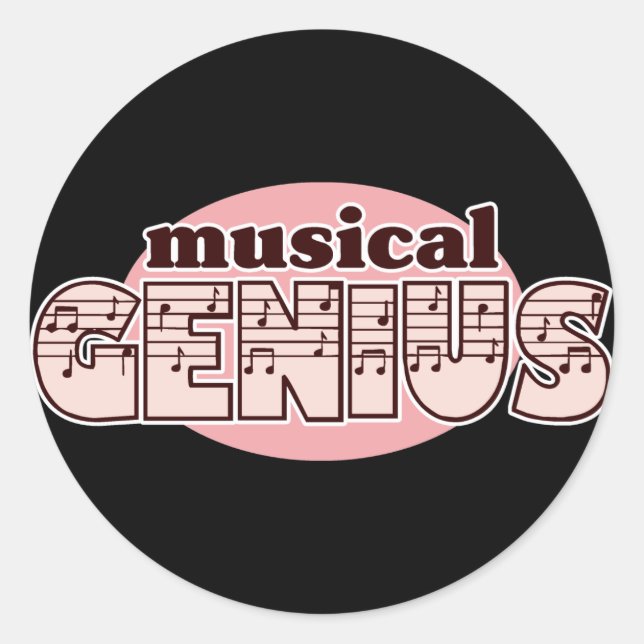 Pegatina Redonda Genio musical rosado (Anverso)