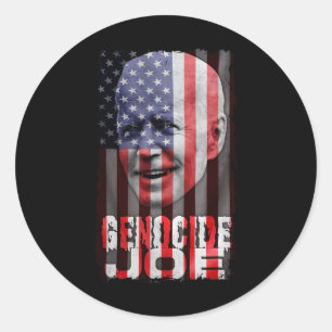 Pegatina Redonda Genocidio Joe Biden Anti Biden Vampiro Bandera Ame
