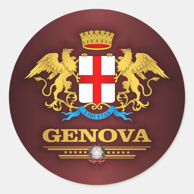 Pegatina Redonda Génova (Génova) (Anverso)