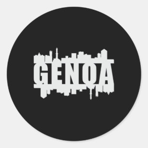 Pegatina Redonda Génova Italia City Skyline Cityscape Funny Gift