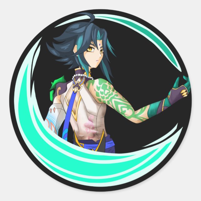 Pegatina Redonda Genshin Impact Xiao (Anverso)