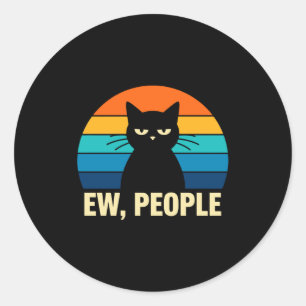Pegatina Redonda Gente asquerosa Gato Divertido Antisocial Introver