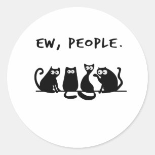 Pegatina Redonda Gente Asquerosa Gatos Negros Divertidos Maullantes