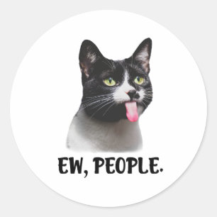 Pegatina Redonda Gente asquerosa meme de gato lindo