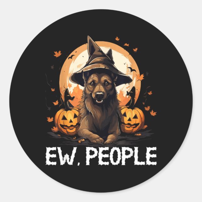 Pegatina Redonda Gente Asquerosa Perro de Halloween (Anverso)