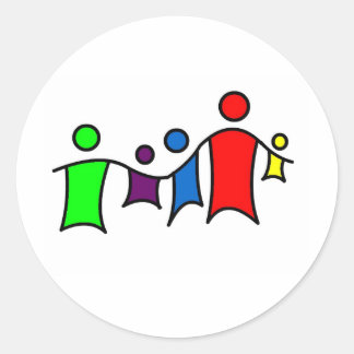 Pegatina Redonda Gente cogiendo la mano