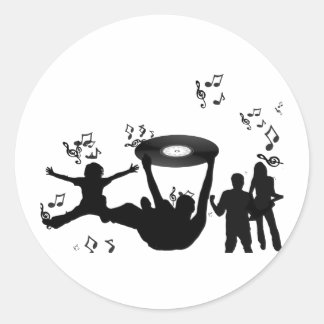 Pegatina Redonda Gente de baile de música disco