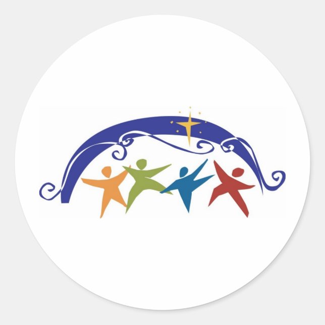 Pegatina Redonda Gente de celebración religiosa (Anverso)